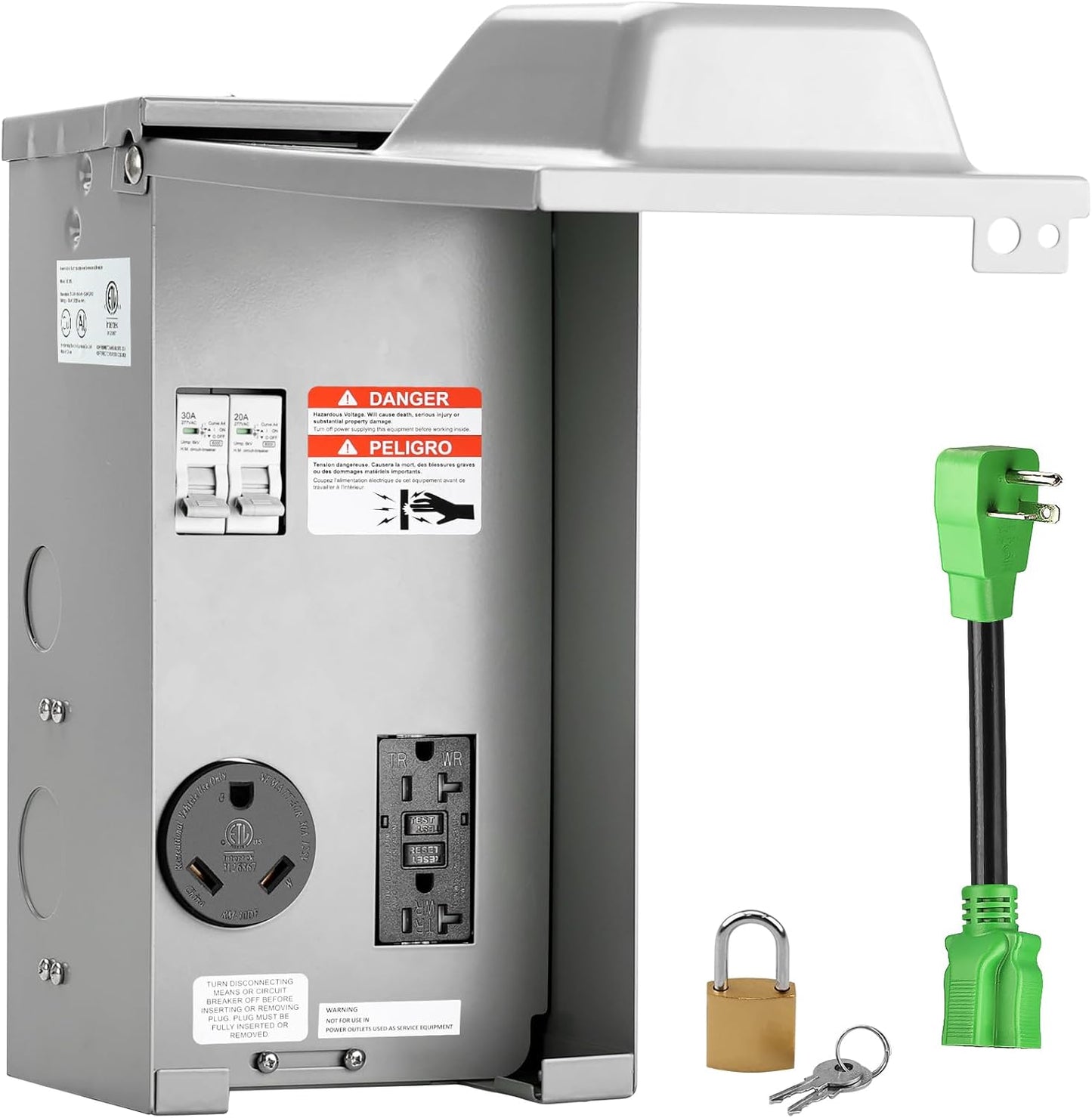 RVGUARD RV Temporary Power Outlet Panel with Breaker Safety