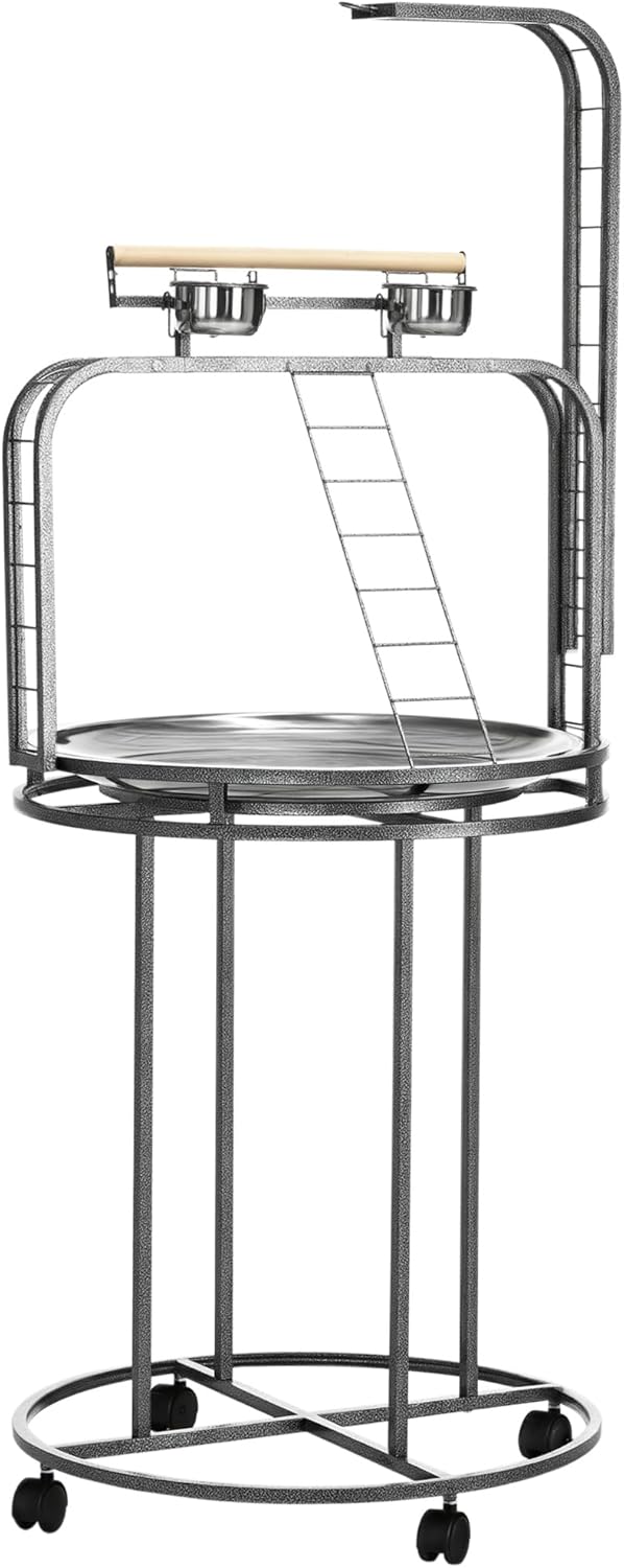 PawHut Large Bird Perch Stand with Toy Hook & 3 Ladders