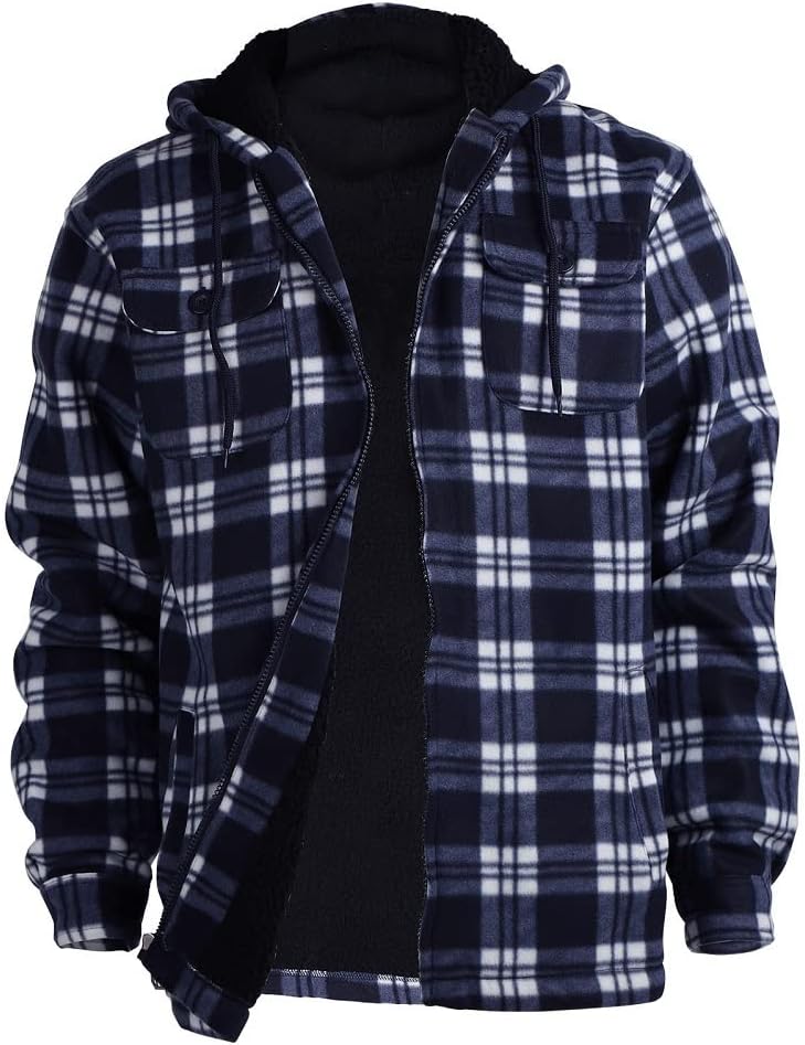 Winter Heavy Warm Sherpa Lined Fleece Plaid Flannel Jacket