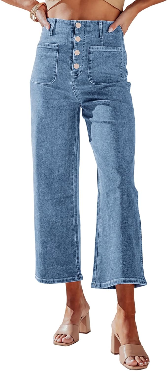 Wide Leg Jeans for Women: High Waisted Stretchy Denim Pants