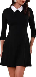 Melynnco Women's Peter Pan Collar Fit and Flare Casual Dress