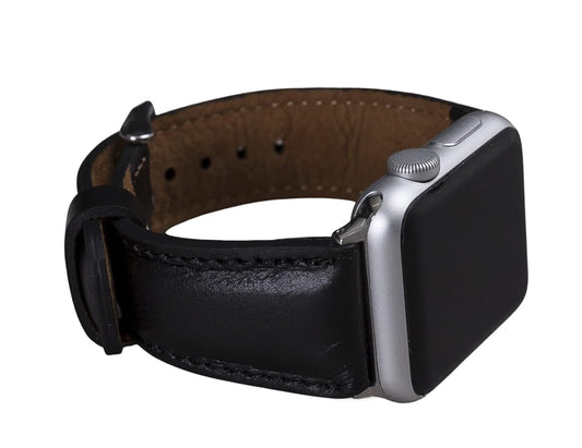 Full Grain Leather Black Band for Apple Watch Series 1-11, SE