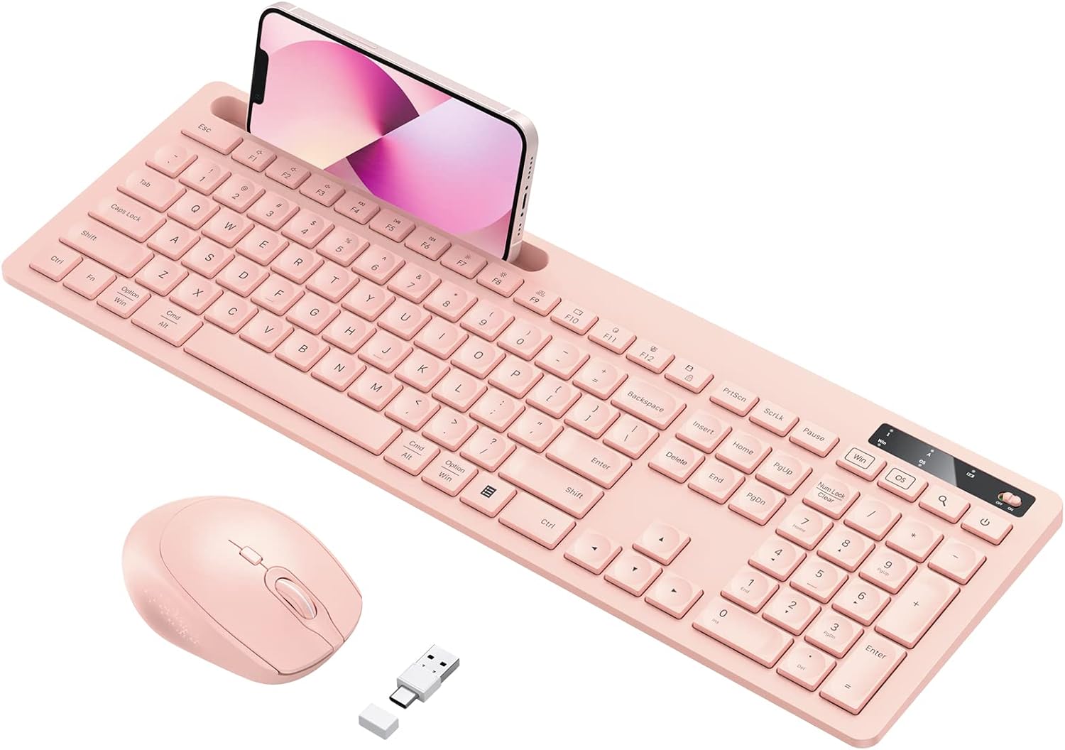 VIVEFOX Rose Pink Wireless Keyboard & Mouse - Mac Compatibility
