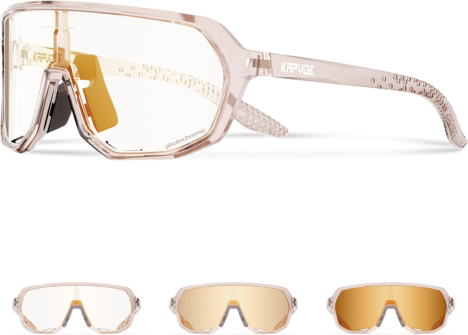 KAPVOE Photochromic Cycling Glasses for Men Women Sports Goggles