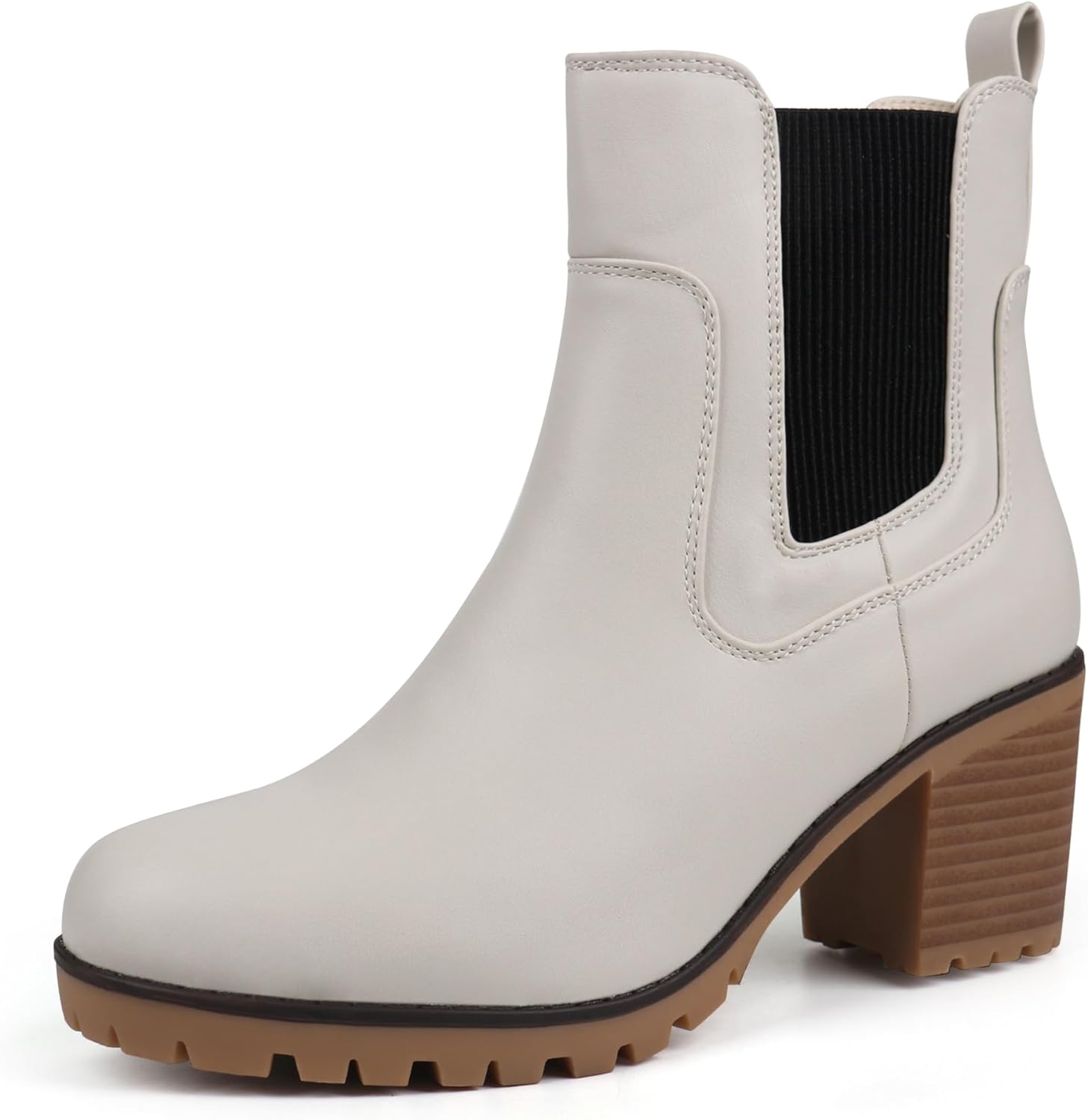 JABASIC Women Casual Ankle Booties with Block Heel Design