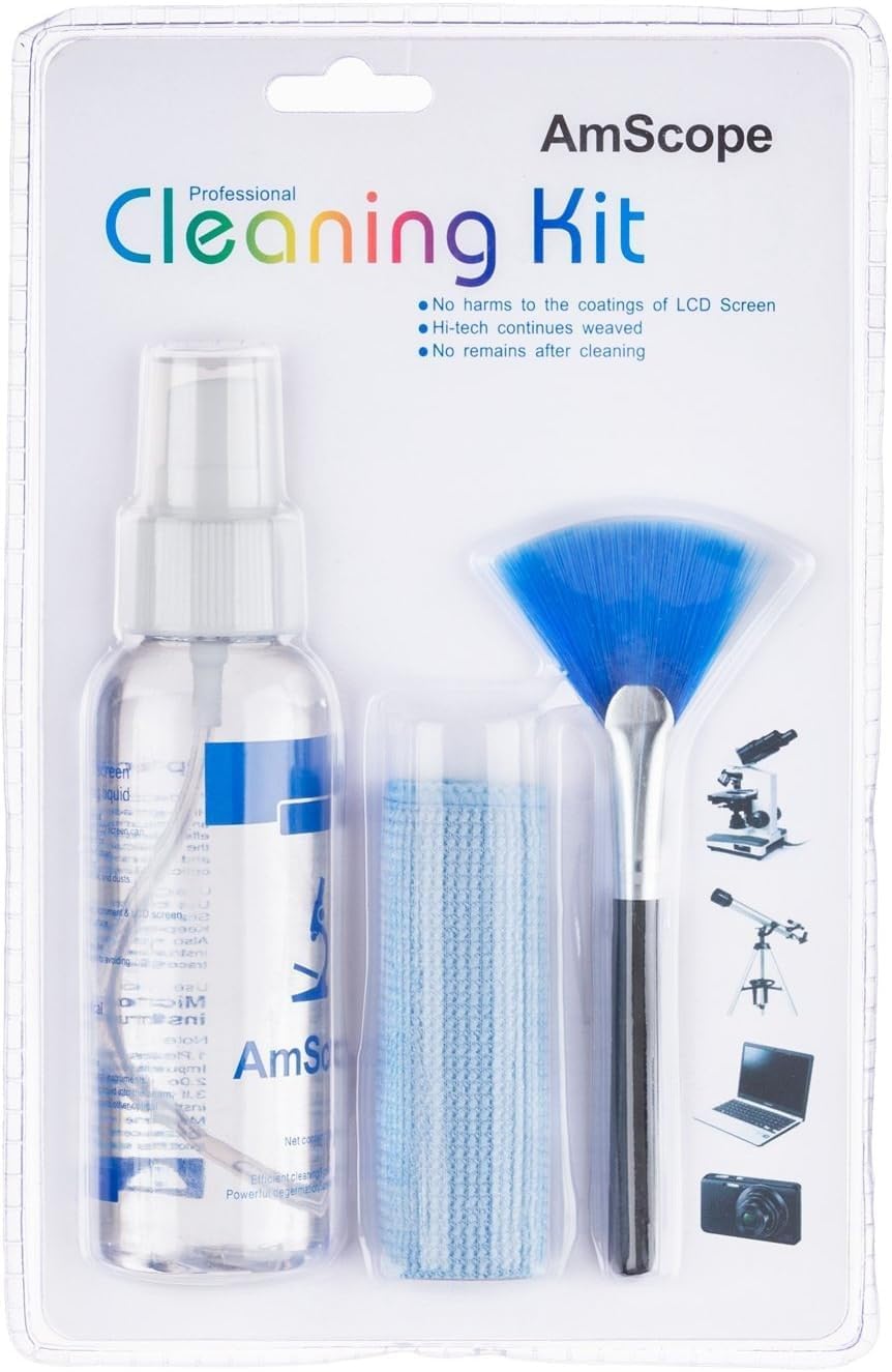 AmScope 3-in-1 LCD Cleaning Kit - Crystal Clear Screens!