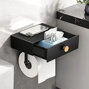 VOLDRA Toilet Paper Holder with Shelf and Wipes Dispenser
