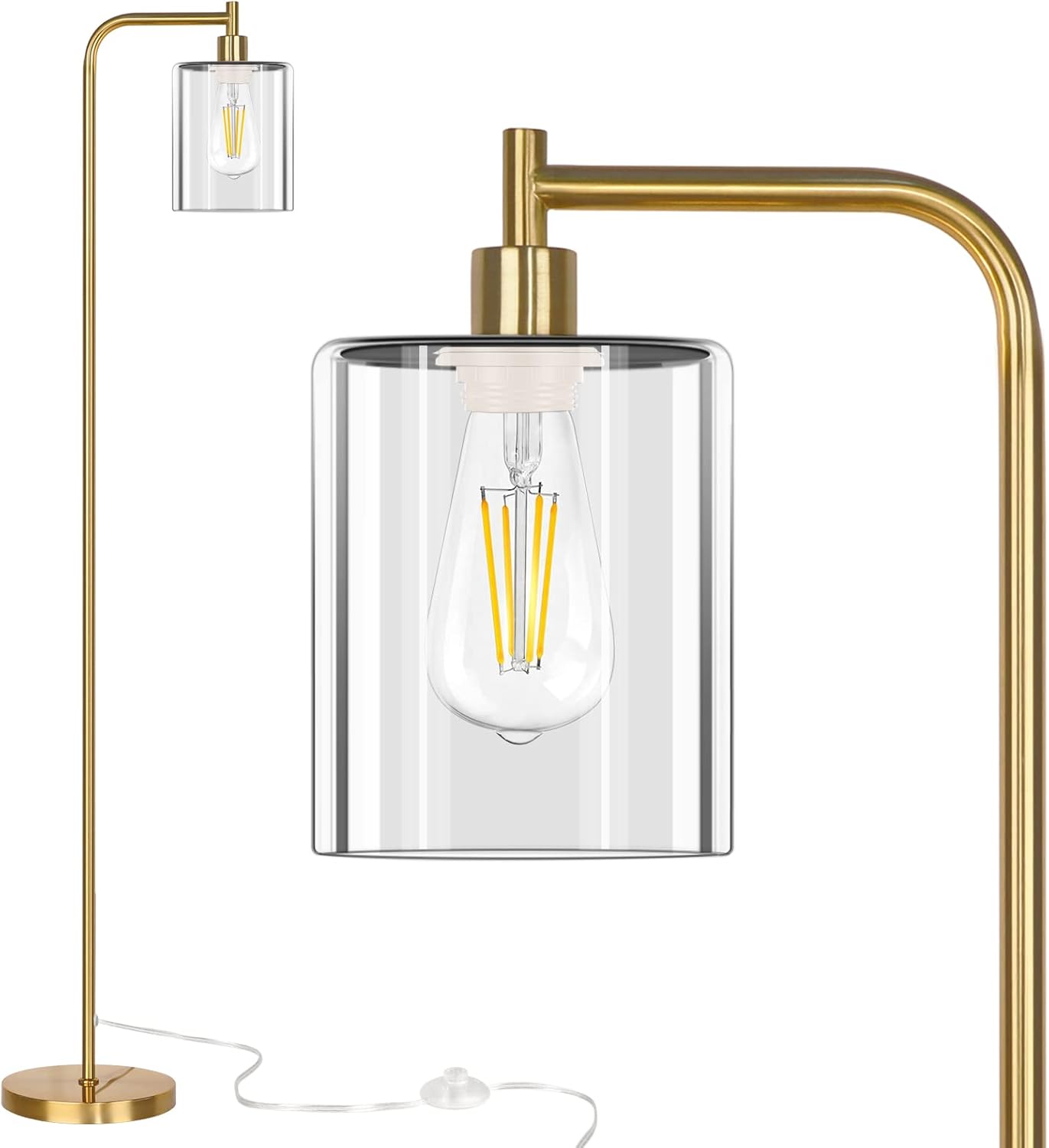 QiMH Glass Floor Lamp: Modern Industrial Design for Any Room