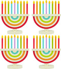 10-Pack Wooden Chanukah Menorah Set for Kids - Removable Candles
