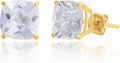 925 Sterling Silver Cushion Cut 8MM Gemstone Stud Earrings - Classic