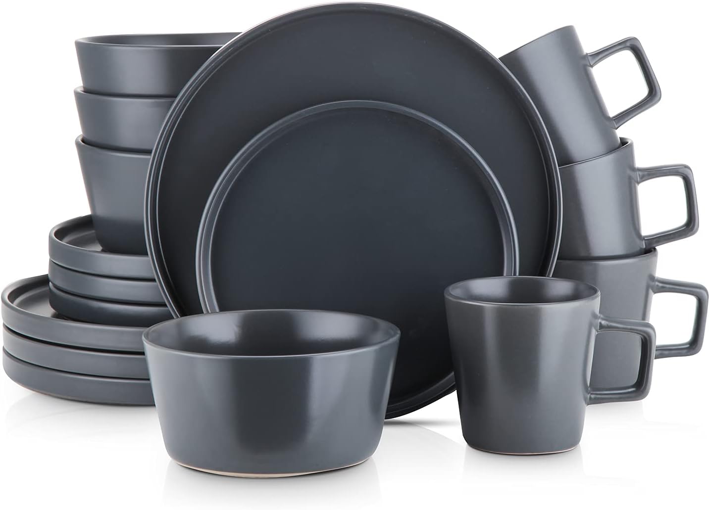 Stone Lain Coupe Stoneware Dinnerware Set in Gray Matte