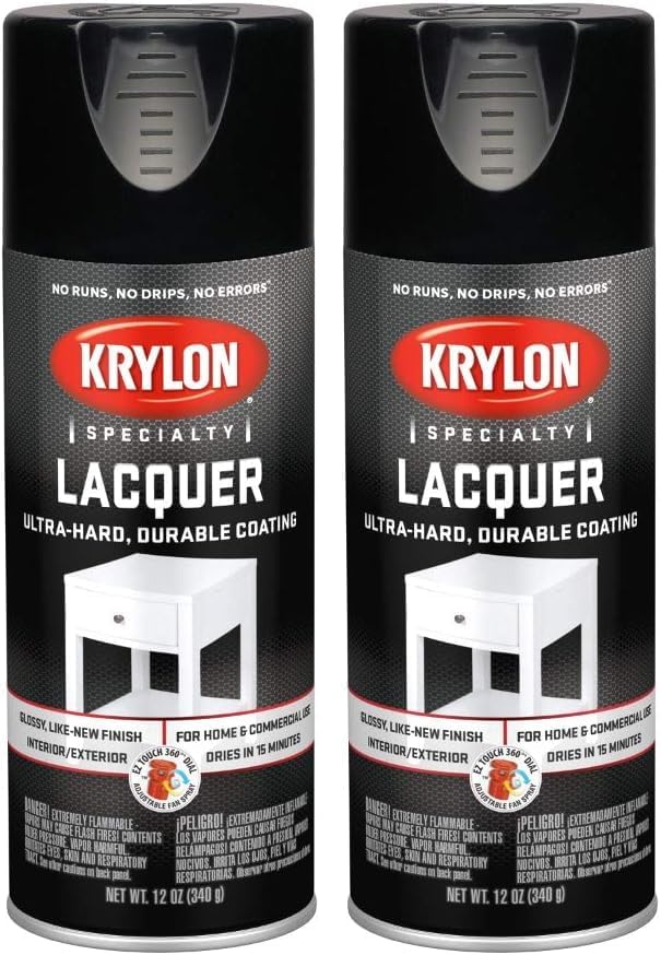 Krylon K07030 Lacquer Spray Paint Gloss Black for Versatile Use