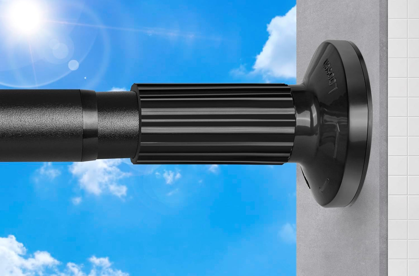 Adjustable Extra Long No-Drill Shower Rod - Rust-Free Black Finish