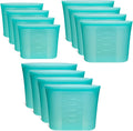 12-Pack Reusable Silicone Food Storage Bags - Stand-Up, Heat-Resistant