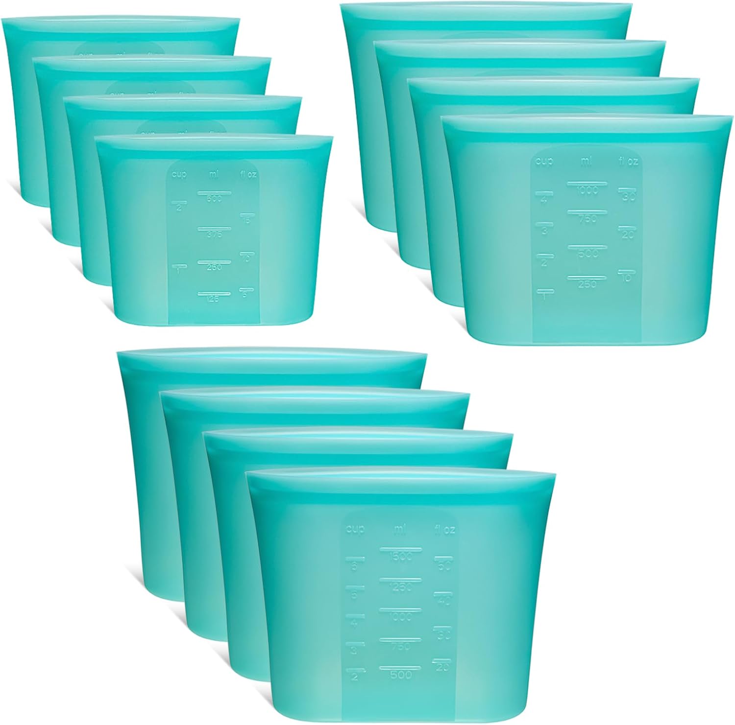 Reusable Silicone Food Storage Bags - Eco-Friendly 12-Pack