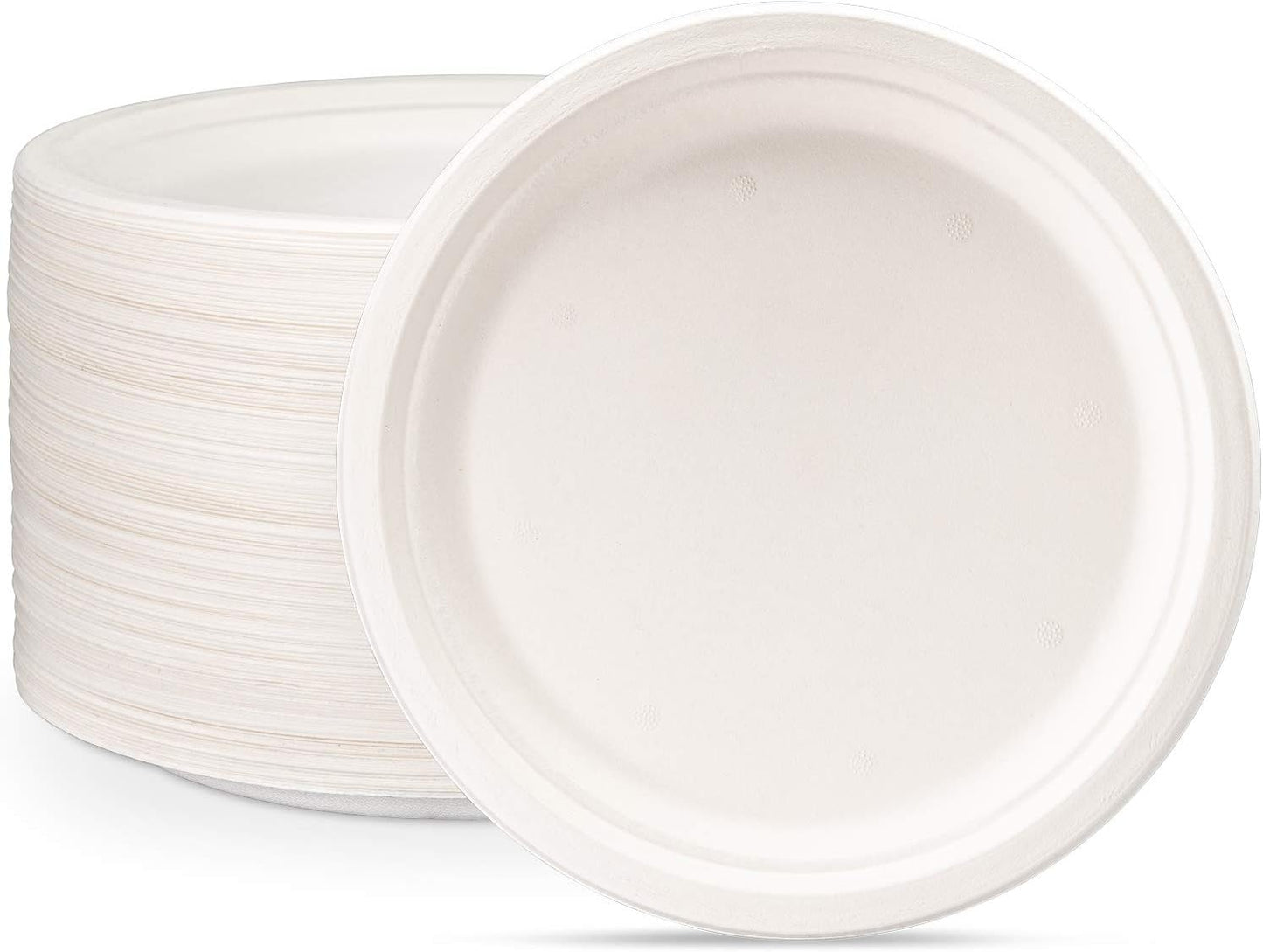Comfy Package 10 Inch Heavy-Duty White Paper Plates - 125 Pack
