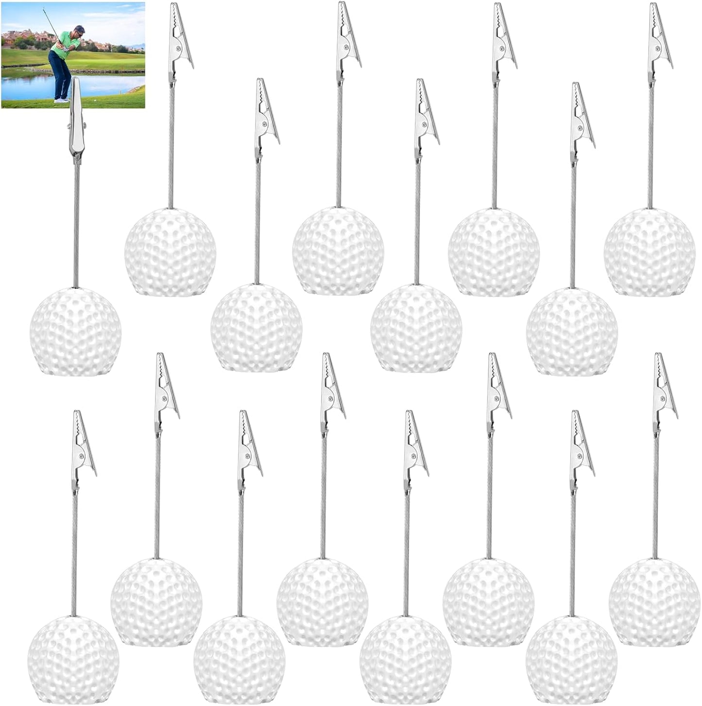 16 PCS Resin Golf Ball Base Alligator Clip Place Card Holder