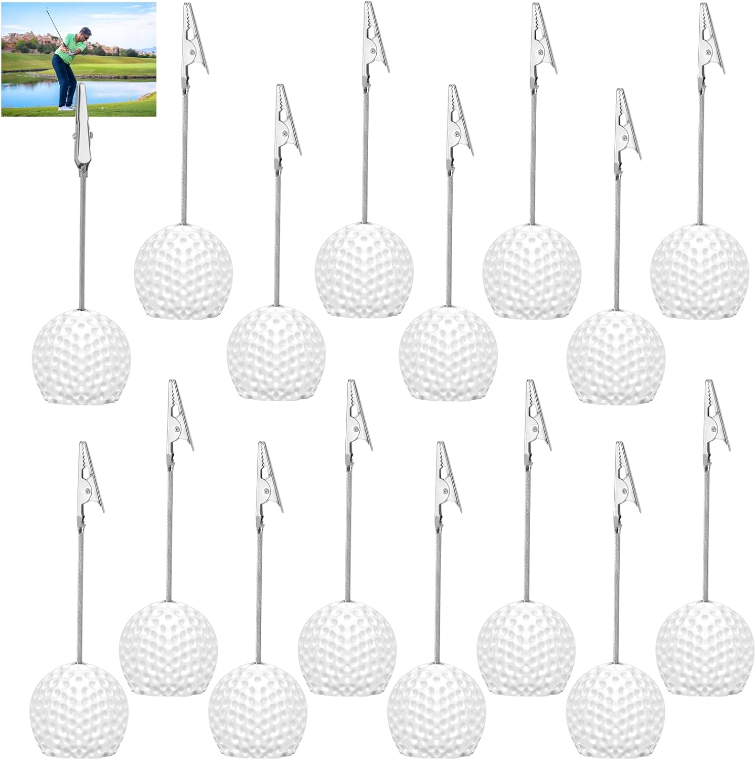 16 PCS Resin Golf Ball Base Alligator Clip Place Card Holder
