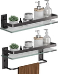 Danpoo Bathroom Shelves Wall Mounted Clear Tempered Glass Shelf Set