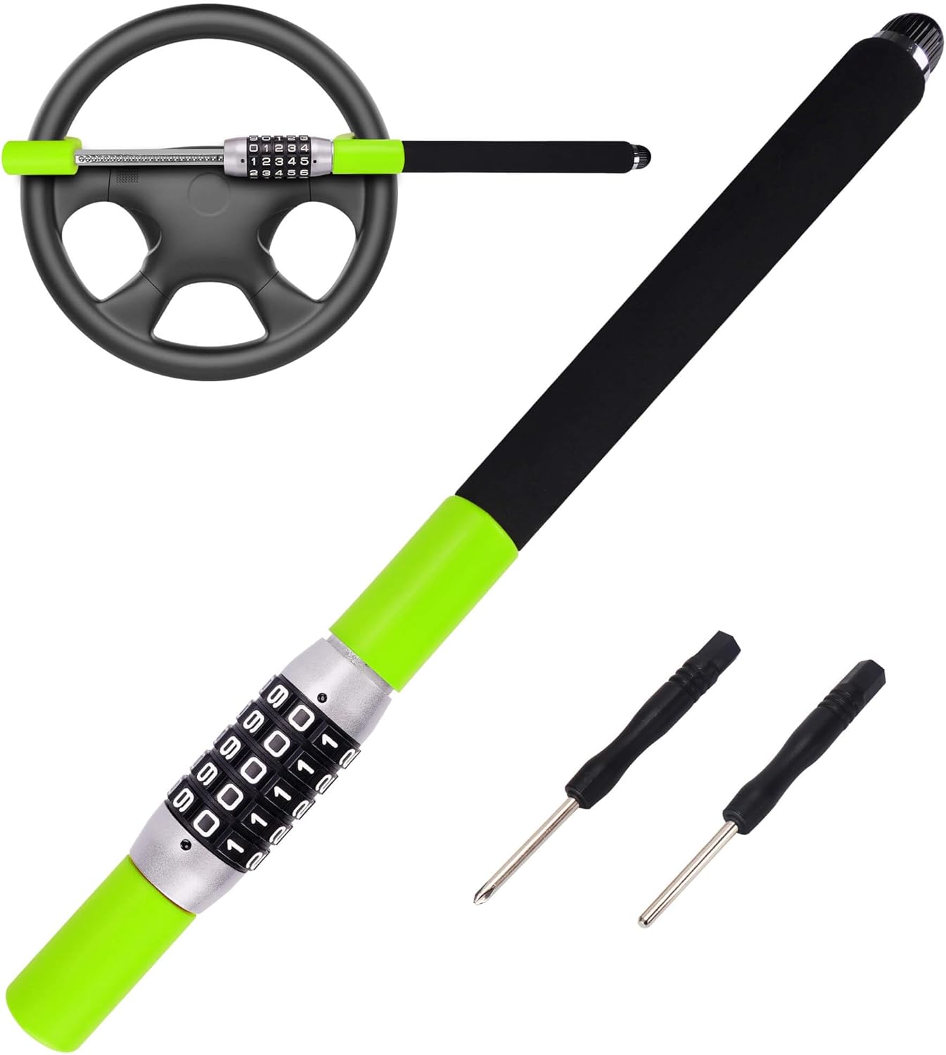 Tevlaphee Steering Wheel Lock - Heavy Duty Anti Theft Device