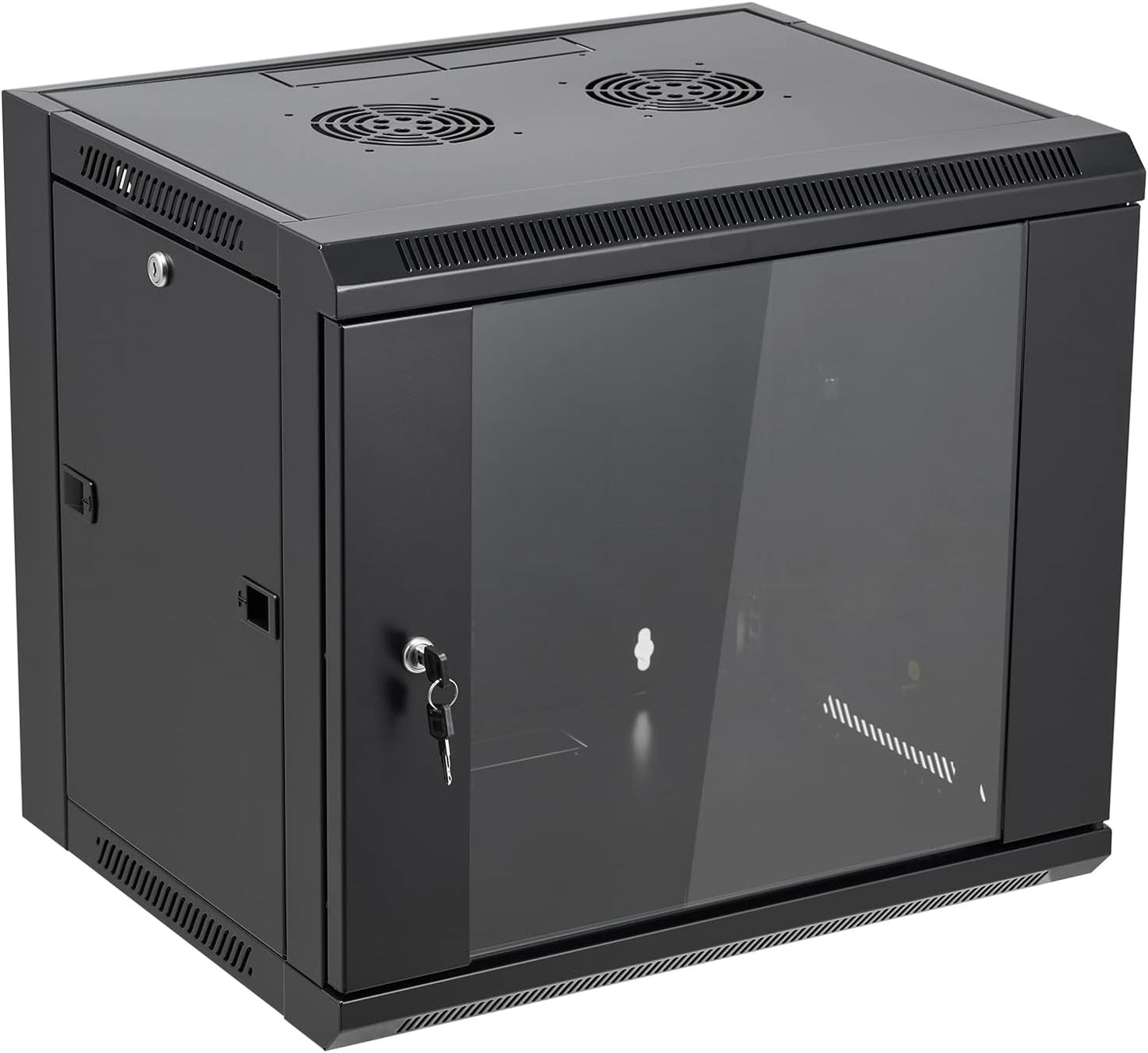 9U Wall Mount Server Cabinet with Locking Glass Door for Security