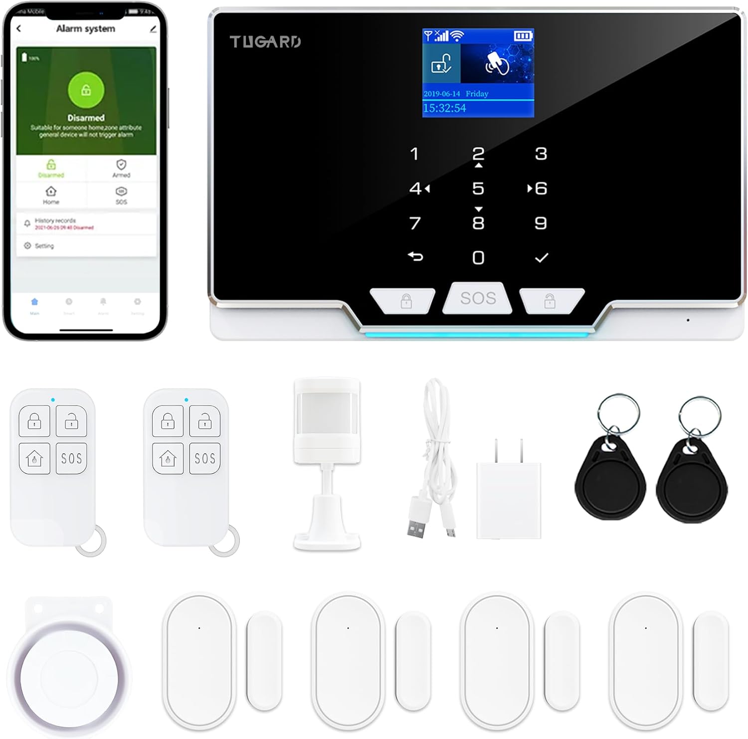 Smart Home Security System with Phone APP Alert and Sensors