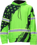 High Visibility US Flag Safety Hoodie - Reflective Workwear