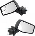 TRQ Driver & Passenger Manual Mirror Set Textured Black Triple Stripe