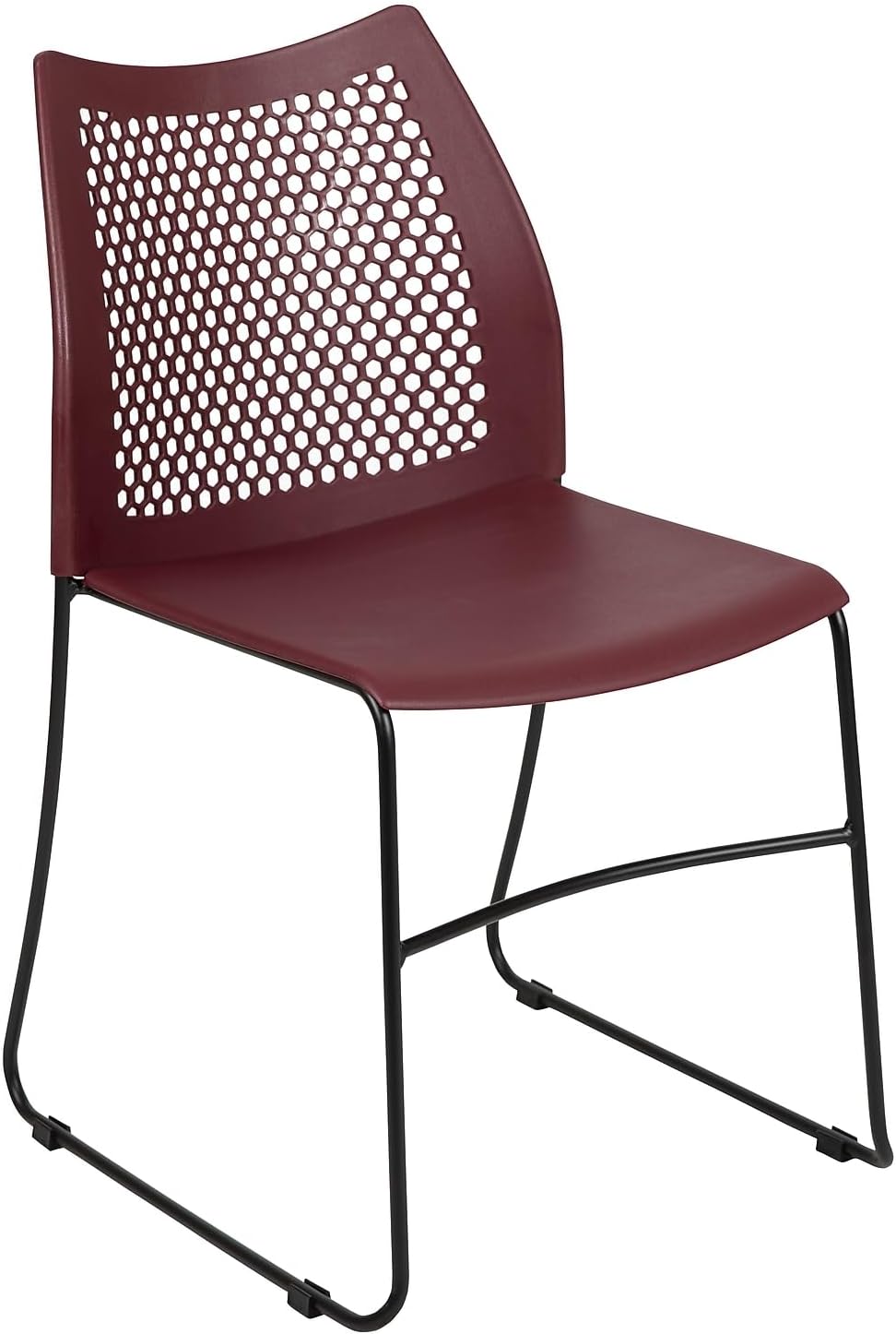 Burgundy Stack Chair with Air-Vent Back and Sled Base for Comfort