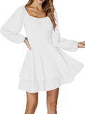 LYANER Women's Lantern Long Sleeve Wrap Mini Dress - Sweet A-Line Fit