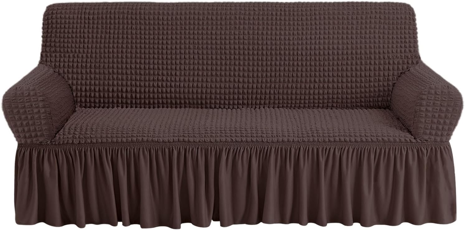 NICEEC Brown Sofa Cover 1 Piece High Stretch Durable Protector