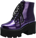 Women's Gothic Patent Ankle Boots by Parisuit for Edgy Style