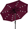 10ft Outdoor Umbrella with Solar LEDs and Convenient Tilt Design