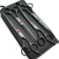 KINGSTAR 7.0in Titanium Black Pet Grooming Scissors Set - Professional