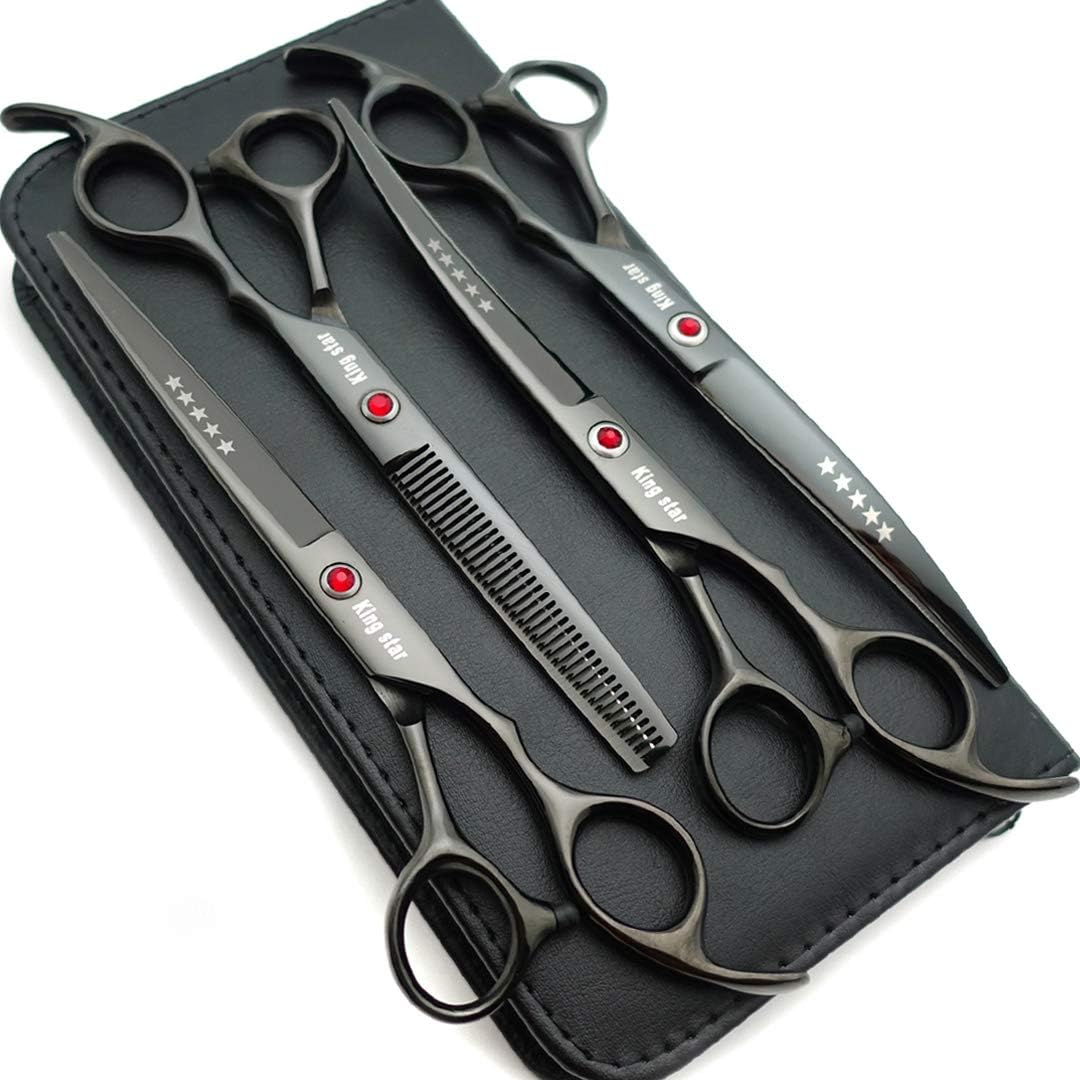 KINGSTAR 7.0in Titanium Black Professional Pet Grooming Scissors