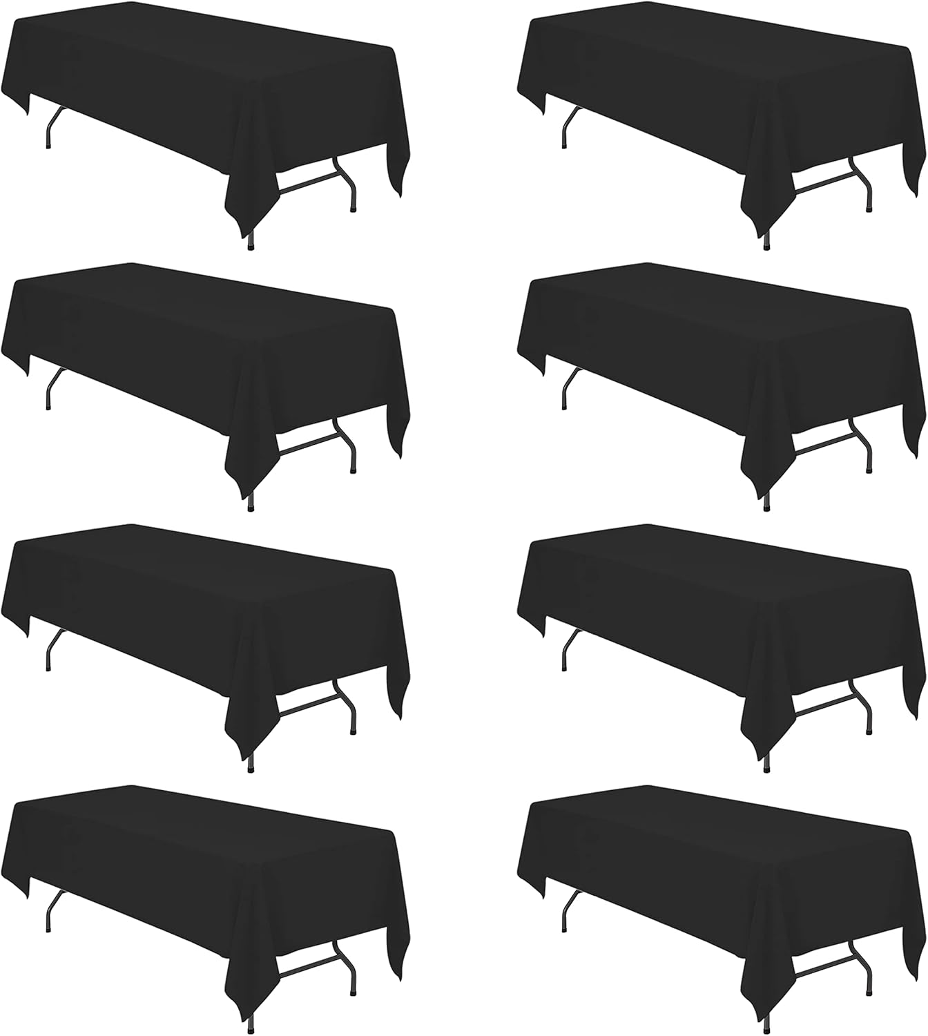 BRILLMAX 8 Pack Black Tablecloths for 8 Foot Rectangle Tables