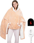 Wearable Heated Throw Blanket with Hoodie and Pockets for Comfort