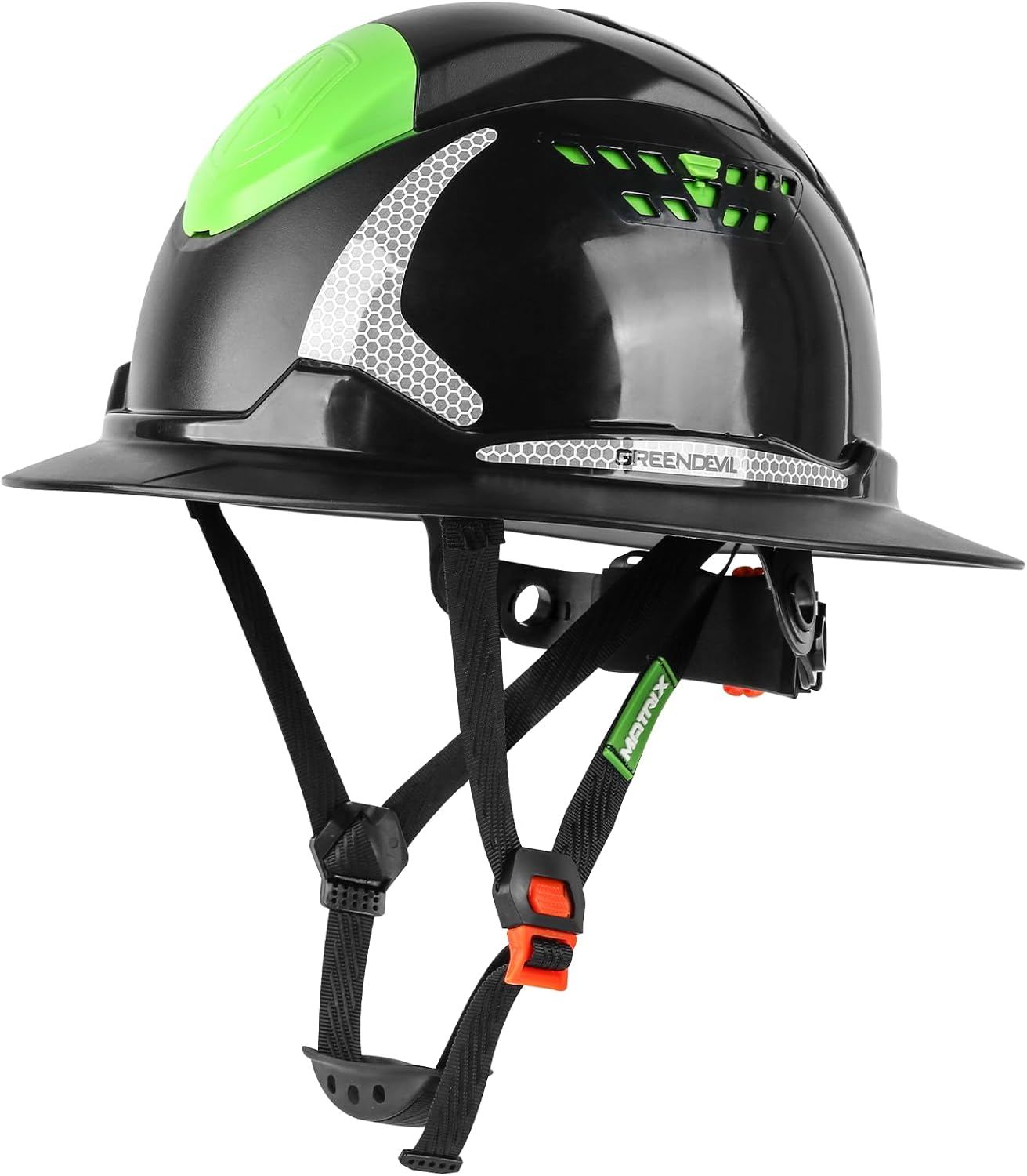 GREEN DEVIL Matrix Full Brim Hard Hat with Headlight for Safety