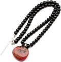 Black Stone Necklace for Women - Natural Tourmaline & 8mm Onyx Beads