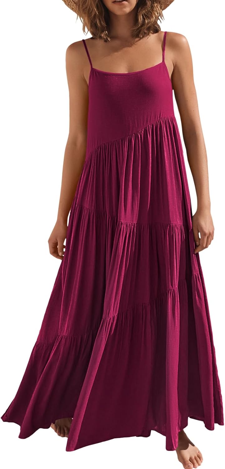 Women Summer Casual Loose Sleeveless Sundress for Beach Fun