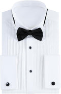Gollnwe Tuxedo Shirt Wing Collar French Cuff - Classic White