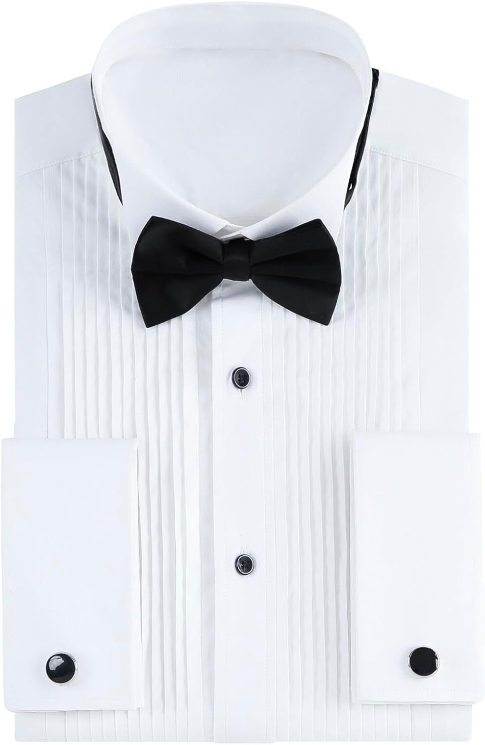 Gollnwe Tuxedo Shirts for Men with Wing Collar and Cufflinks