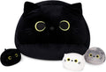 4PCs Black Cat Plush Toy 16ft Plush Pillow with 3 Babies - Cuddly Gift