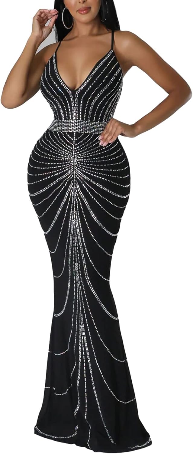 Nagfar Women Rhinestone Sequin Dress for Parties and Nights Out