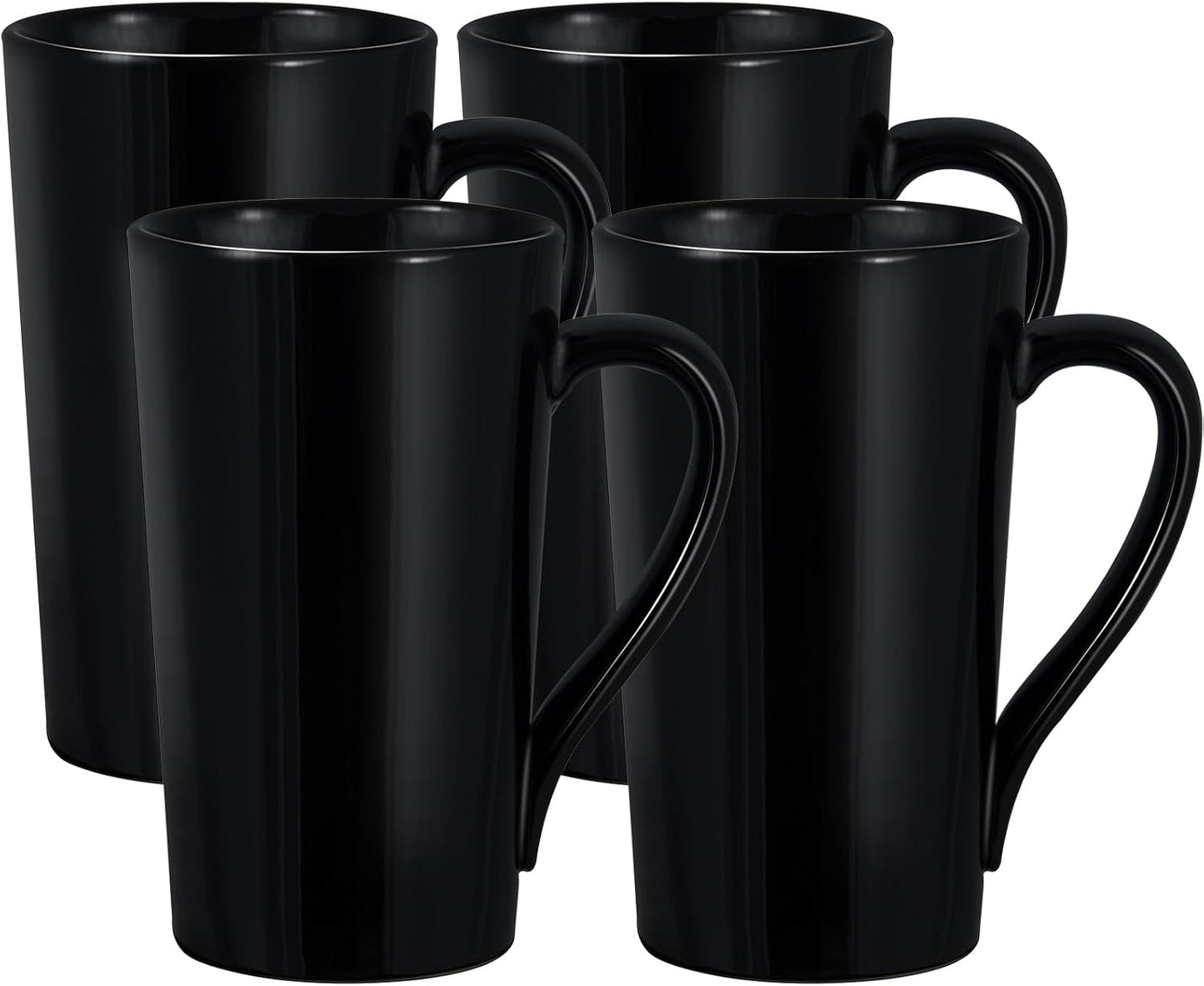 Set of 4 Modern Tall Coffee Mugs, Perfect for Coffee & Tea - YINUOWEI