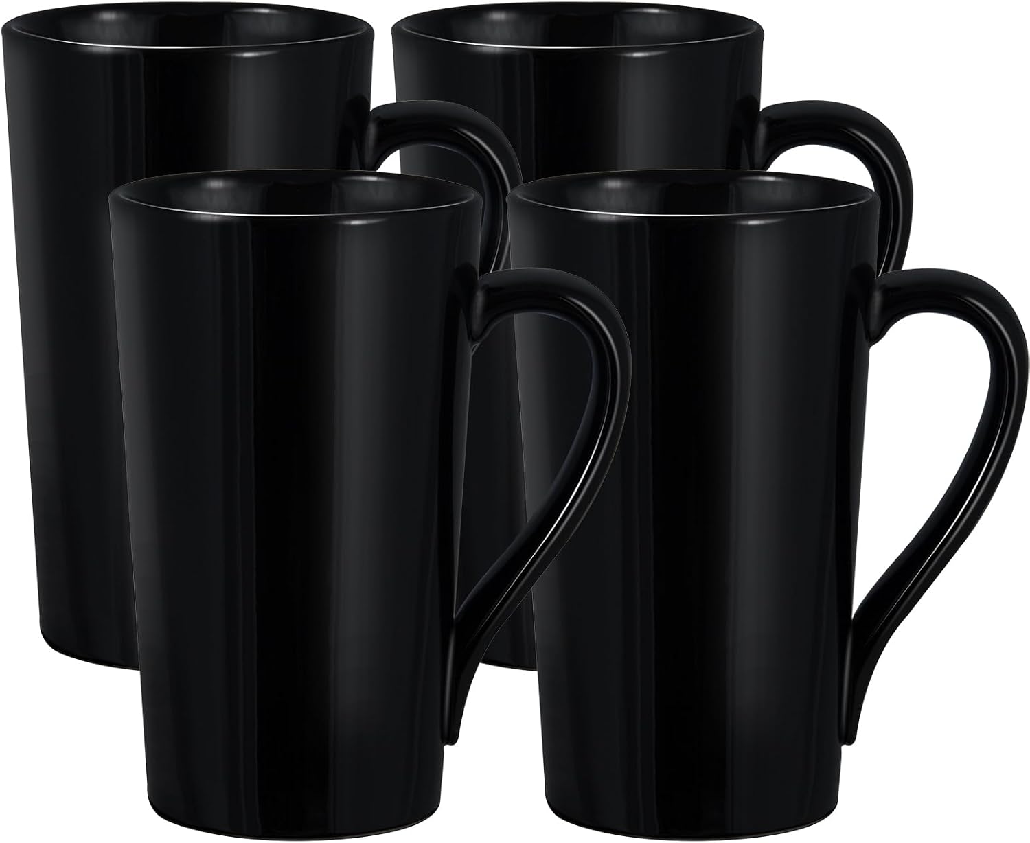 Set of 4 Modern Tall Coffee Mugs, Perfect for Coffee & Tea - YINUOWEI