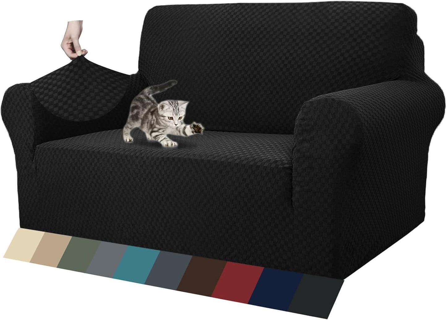 High Stretch Loveseat Slipcover for Pets by ZNSAYOTX - Black