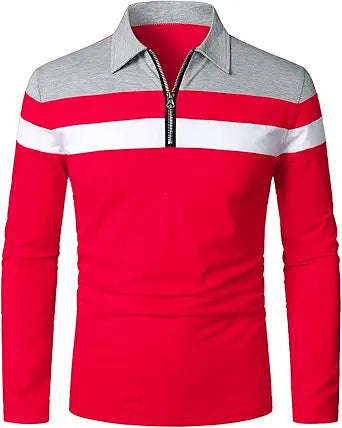 HOOD CREW Mens Long Sleeve Polo Shirt for Casual Style