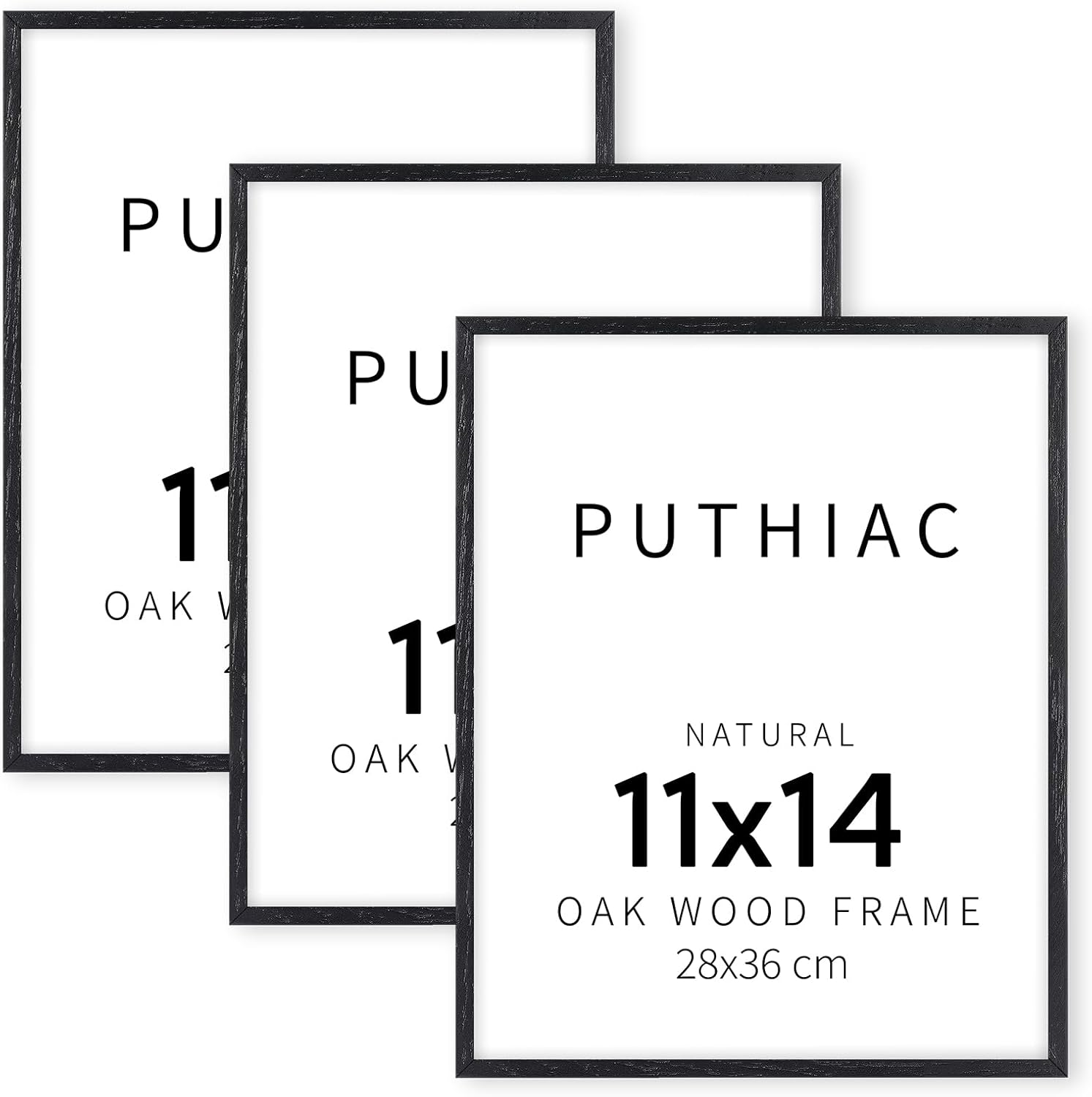 Puthiac Black Oak Wood Picture Frame 11 x 14 inches 3 Pack