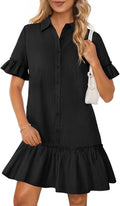 MEROKEETY Women's Summer Button Down Shirt Dress - Casual Mini